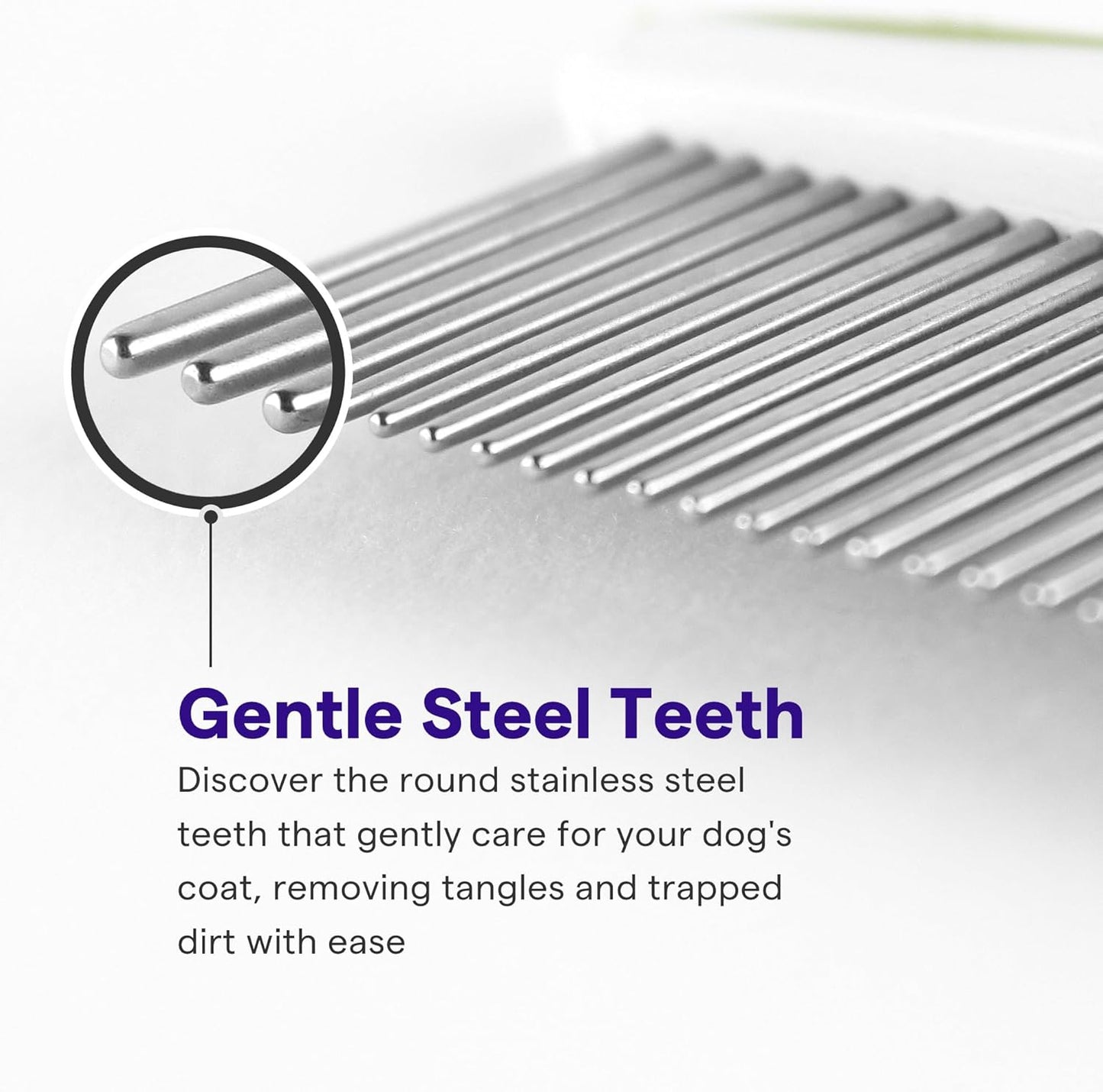 Dog & Cat Comb – Removes Tangles, Knots, and Matted Fur – Grooming Tool with Stainless Steel Teeth and Non-Slip Handle – Best Pet Hair Comb for Home Grooming Kit – Includes Ebook Guide