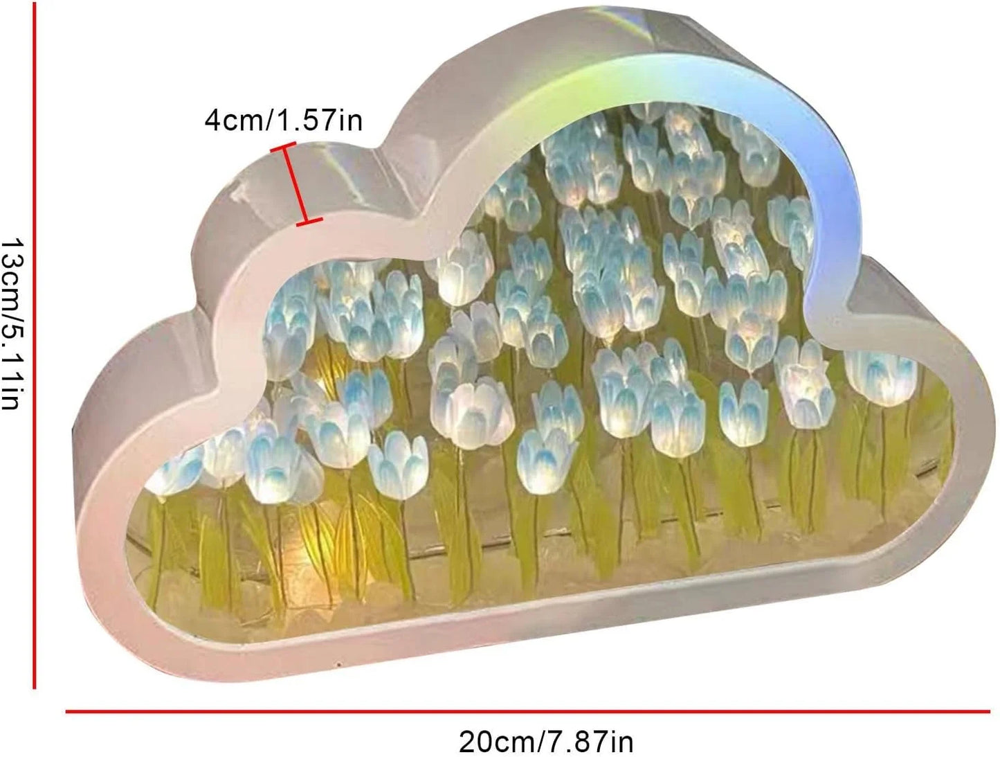Tulip Lamp Tulip Mirror Night Light,  Tulip Cloud Desk Lamp - LED Living Room Bedside Desktop Ornaments,Night Light for Bedroom (Blue)