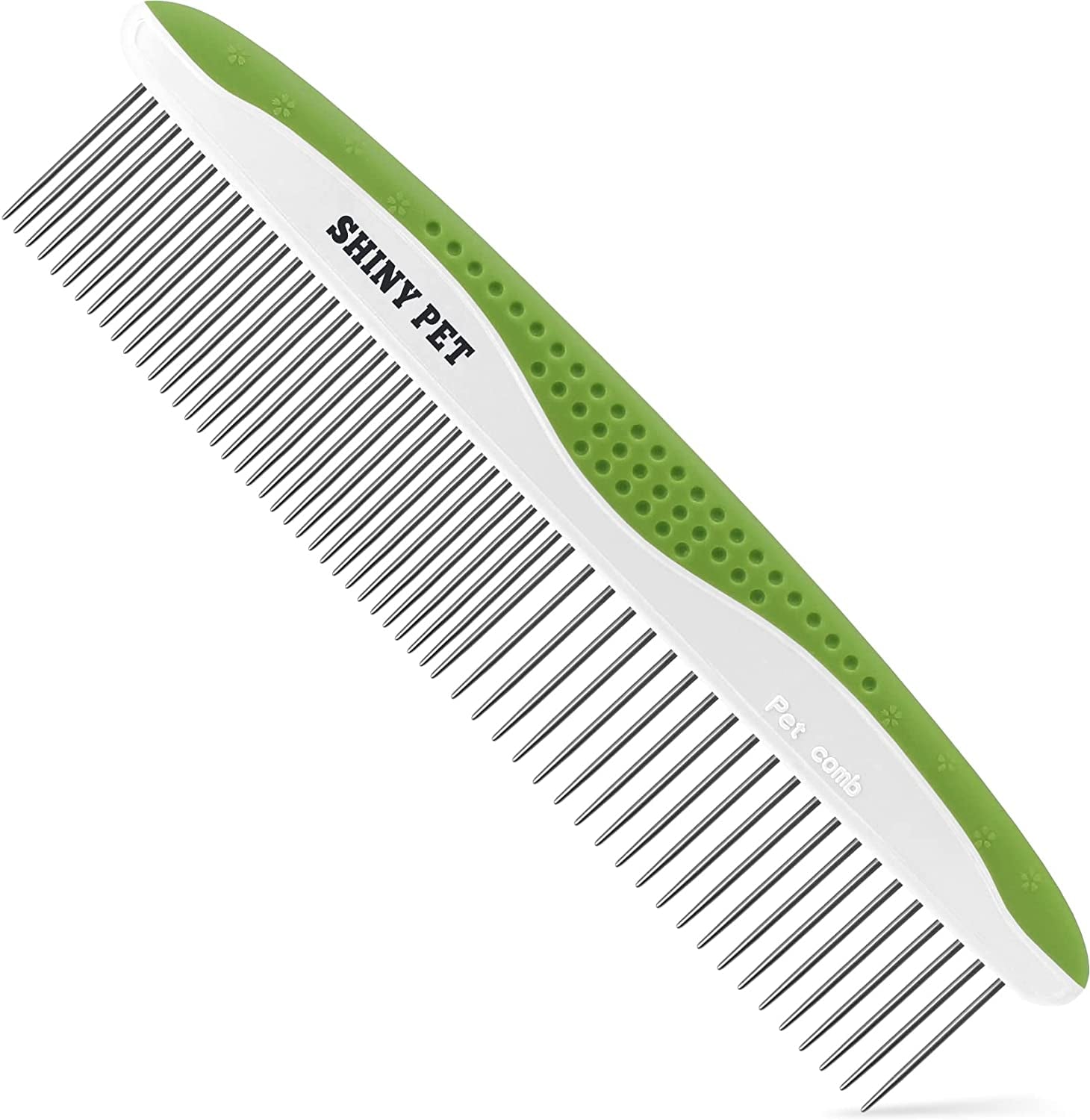 Dog & Cat Comb – Removes Tangles, Knots, and Matted Fur – Grooming Tool with Stainless Steel Teeth and Non-Slip Handle – Best Pet Hair Comb for Home Grooming Kit – Includes Ebook Guide