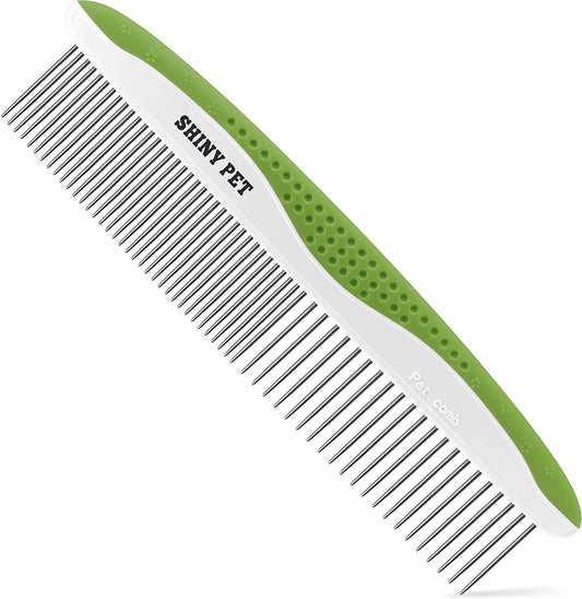 Dog & Cat Comb – Removes Tangles, Knots, and Matted Fur – Grooming Tool with Stainless Steel Teeth and Non-Slip Handle – Best Pet Hair Comb for Home Grooming Kit – Includes Ebook Guide